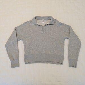 RE/DONE x Hanes Gray Half Zip Sweatshirt Small Vintage Style Cotton Pullover